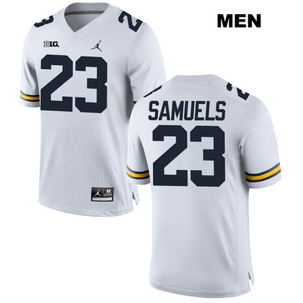 Men's NCAA Michigan Wolverines O'Maury Samuels #23 White Jordan Brand Authentic Stitched Football College Jersey PD25U76NM